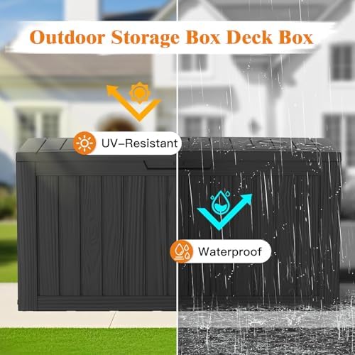 Outdoor Deck Storage Box, 75 Gallon Deck Box,Lockable Patio Storage Bench