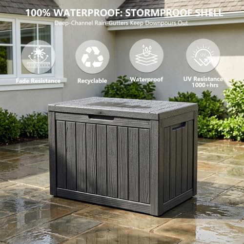 Outdoor Storage Box, 50 Gallon Waterproof Deck Box [Upgraded 3.0]