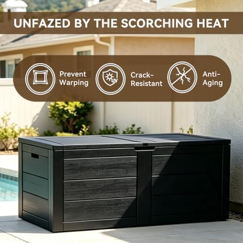 70 Gallon Deck Box, Outdoor Storage Box Waterproof, Patio Storage