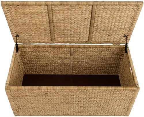 eHemco Water Hyacinth Bedding Storage Trunk, Natural, 42x20x18.5