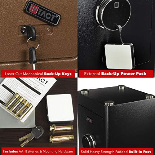 Eylar Intact Compact Quick Access Biometric Fingerprint Gun Safe With Nex-Gen Full Keypad Module Wide Bronze