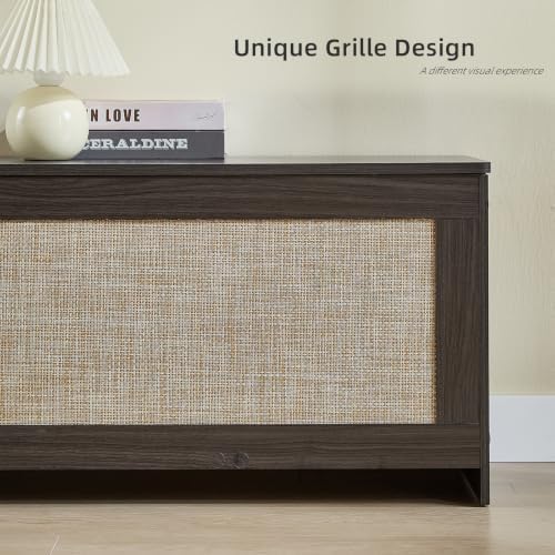 47.2"Storage Chest extra large,Rattan storage bench(Obsidian Black)