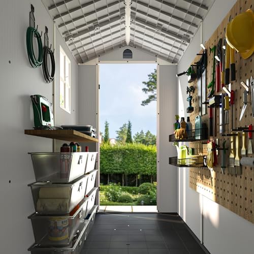 Patiowell 4x6 FT Plastic Outdoor Storage Shed with Floor, Light Gray