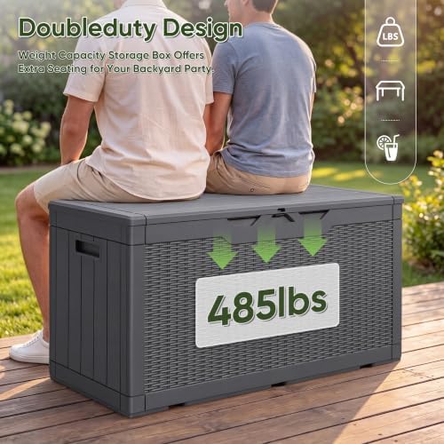 Flamaker Outdoor Storage Box 100 Gallon Waterproof Resin Deck Box