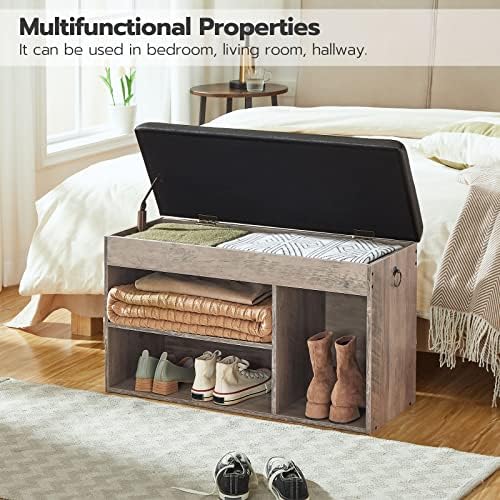 HOOBRO Shoe Storage Bench with Cushion, 32.3" Entryway Bench