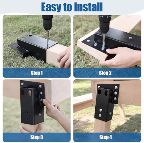Kotiva Heavy Duty 4x4 Post Bracket for Tripod Deer Stand(Set of 8)