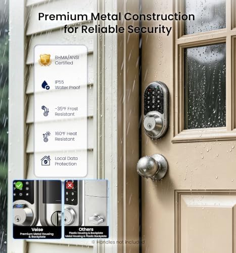 Veise RZ07 Fingerprint Smart Door Lock Deadbolt, App Control, Satin Nickel