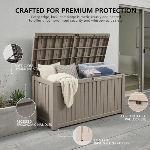 Outdoor Storage Box,200 Gallon Waterproof Deck Box [Upgraded 3.0]