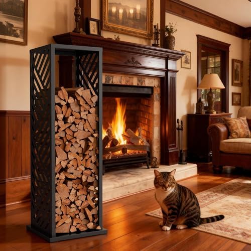 4ft Firewood Rack Indoor, Wood Rack, Metal, 1000 lbs (Diagonal)