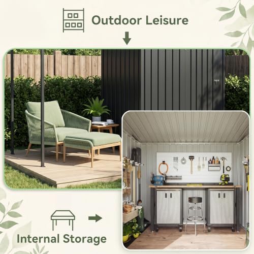 5x3FT Outdoor Storage Shed & Hardtop Gazebo Combo
