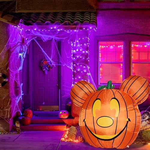Mouse Theme Inflatable Pumpkin Cute Halloween Blow Up Yard Decorations for Party Garden Lawn Decor