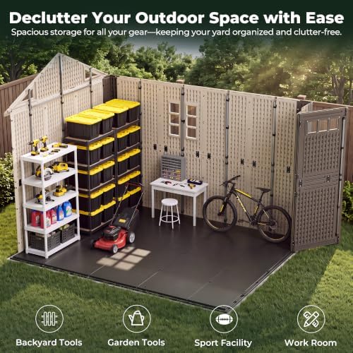 Resin Shed 8x10 FT Outdoor Storage Shed with Floor Included