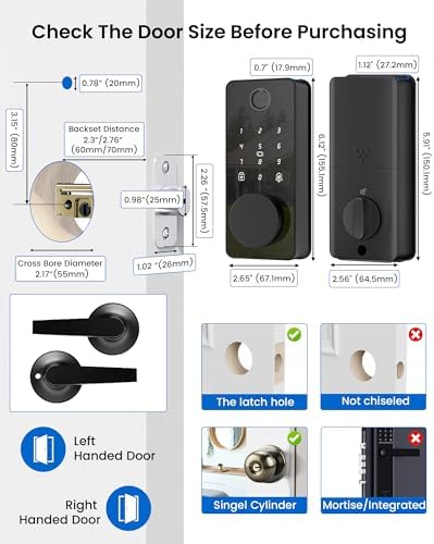 Smart Lock with 2 Handles, Keyless Entry Door Lock, Fingerprint Door Lock