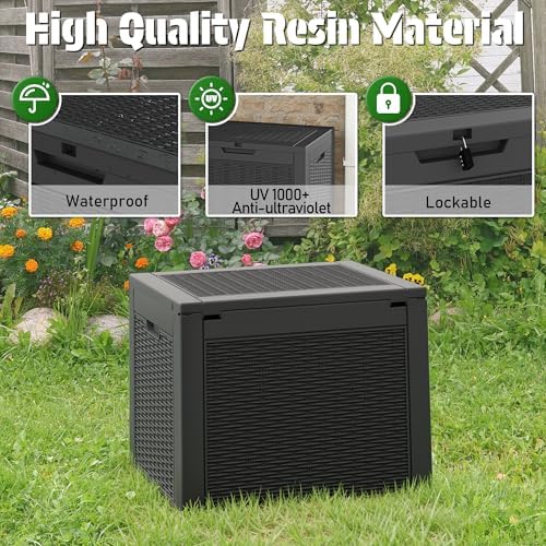 Outdoor Storage Box Waterproof, 35 Gallon Deck Box for Patio Storage
