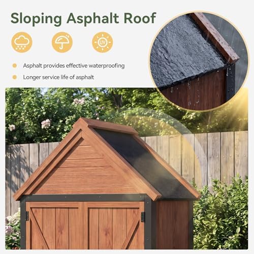 Aoxun Solid Wood Outdoor Cabinet 2.3'x1.3' with Asphalt Roof & Floor