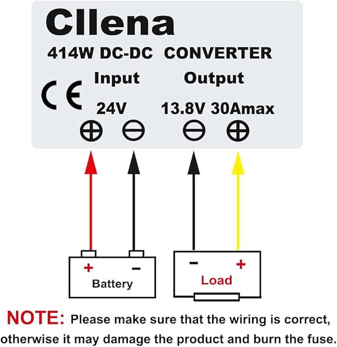 Cllena DC 24V to 13.8V 30A 414W Converter, Waterproof DC Voltage Reducer Buck