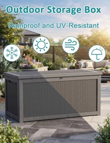 360 Gallon Outdoor Storage Box,Waterproof Patio Organizer, Black