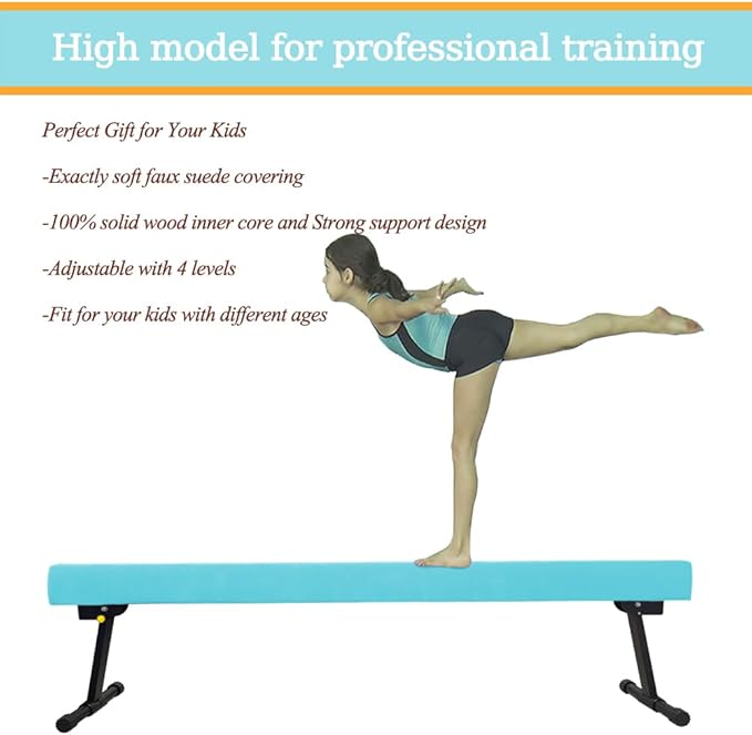 Adjustable&Foldable Gymnastics Balance Beam, 6FT/8ft High-Low Level Floor