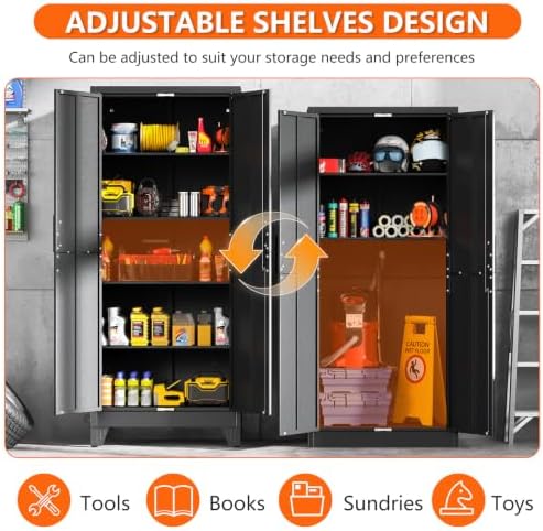 Metal Garage Storage Cabinet, 71" H Lockable Tool Cabinet with Doors