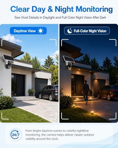 jidetech solar aov dual lens ptz security camera on a desk or shelf