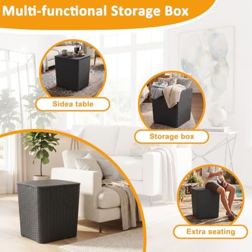 PatioZen 20 Gallon Outdoor Storage Deck Box, Black
