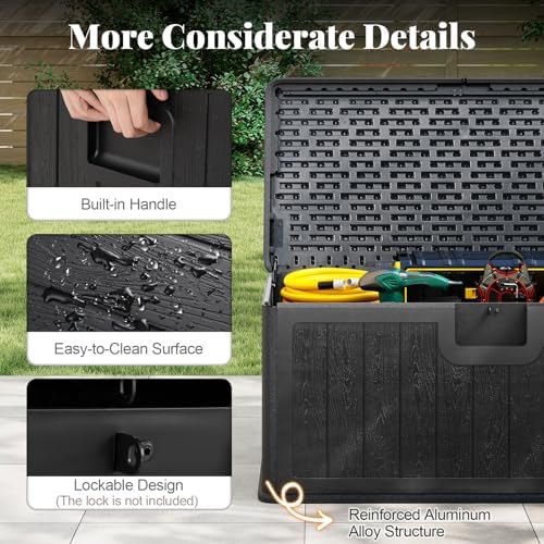 HAPPYGRILL 100 Gallon Outdoor Storage Deck Box with Lockable Design