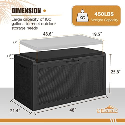Devoko 100 Gallon Resin Waterproof Outdoor Storage Box with Cushion