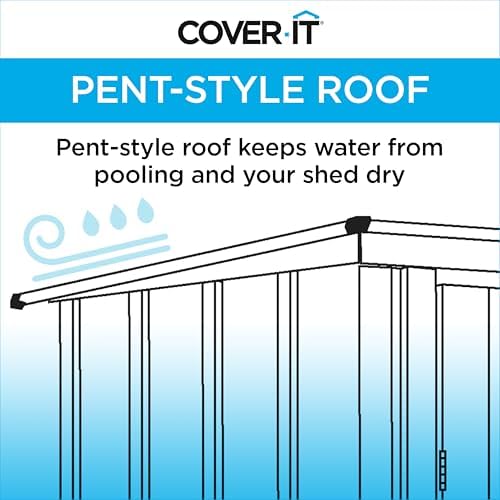 Cover It 6' x 4' Galvanized Steel Outdoor Storage Shed with Pent Roof and Lockable Sliding Doors, Weather-Resistant Steel Storage Shed for Backyards, Gray