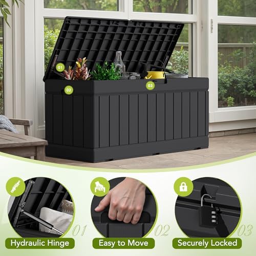 Devoko 78 Gallon Deck Box, Waterproof Resin Outdoor Storage Box