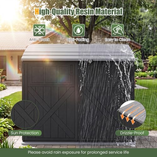 DREAMADE Horizontal Outdoor Storage Cabinet, 20 Cu.Ft Resin Shed, Black