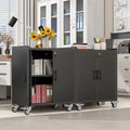 35.6" Rolling Metal Garage Storage Cabinet with Wheels & Lock, Black Gray