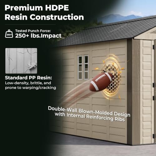 Resin Shed 8x12 FT Outdoor Storage Shed with Floor Included