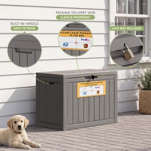 Package Delivery Box for Outside with Sign 50 Gallon (Gray)
