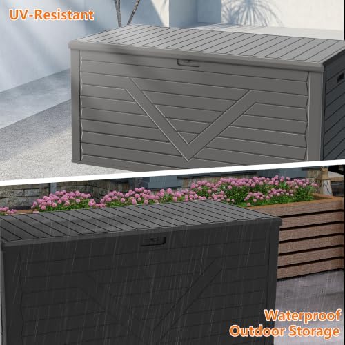 260 Gallon PRO Outdoor Storage Box Waterproof Lockable Resin Deck Box Large, Patio Storage Bin for Pool Accessories Cushion Furniture, Garden Tools, UV-Resistant Outside Delivery Black