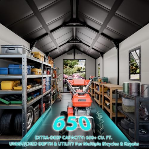 WACASA 8x14 FT Deep Resin Plastic Outdoor Storage Shed, Floor Included
