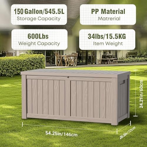 EasyUp 150 Gal Outdoor Storage Box Waterproof UV-Resistant Deck Box