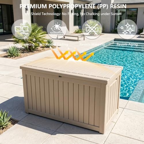 Outdoor Storage Box,270 Gallon Waterproof Deck Box [Upgraded 3.0]