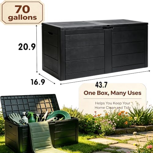 Outdoor Storage Box 70gallon Waterproof Deck Boxes for Furniture & Tool Box