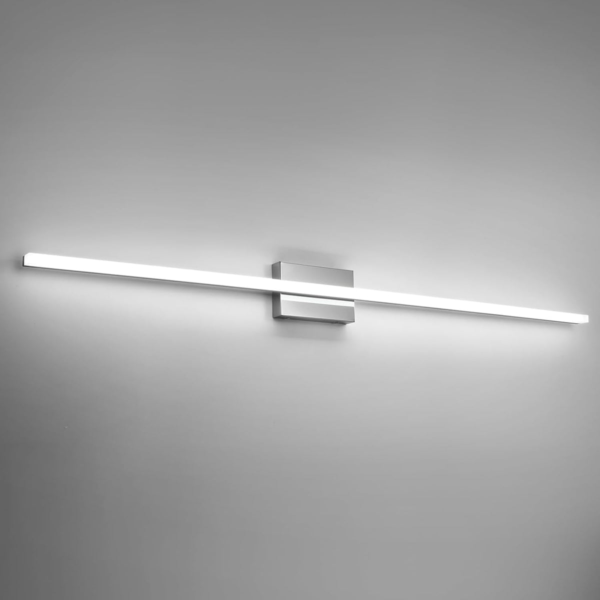 Bathroom Vanity Light Fixtures Above Mirror, Modern Wall Lamp Chrome | 48 Inch Extra-Long, Gentle Shadow Free, Linear Design, for Makeup, Simple Slim, Splash-Resistant, 6000K Cool White, 1 Pack