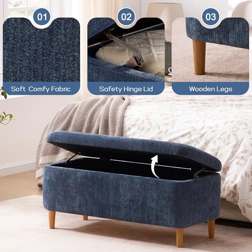 39.4" Ottoman with Storage Upholstered Storage Bench for Living Room