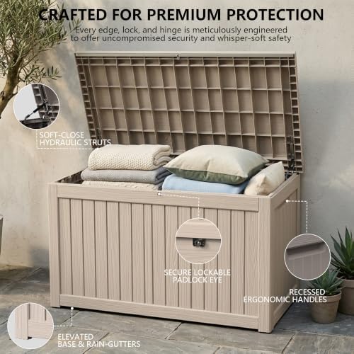 Outdoor Storage Box,270 Gallon Waterproof Deck Box [Upgraded 3.0]
