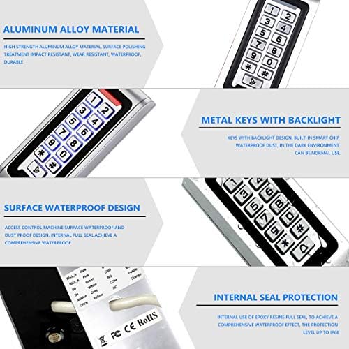 door access control system stand-alone password keypad weatherproof showing dimensions