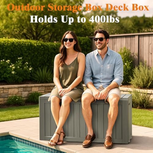 Outdoor Deck Storage Box, 75 Gallon Deck Box,Lockable Patio Storage Bench