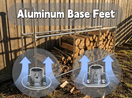 8ft Heavy Duty Firewood Rack Outdoor with Cover,2-Tier,8 Aluminum Base Feet