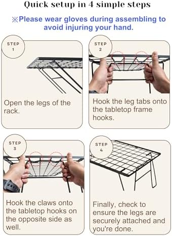 CAMPINGMOON Foldable Mesh Camping Rack Stackable Camp Storage Shelf Fire Pit Side Table Portable Outdoor Organizer Stainless Steel T-225A