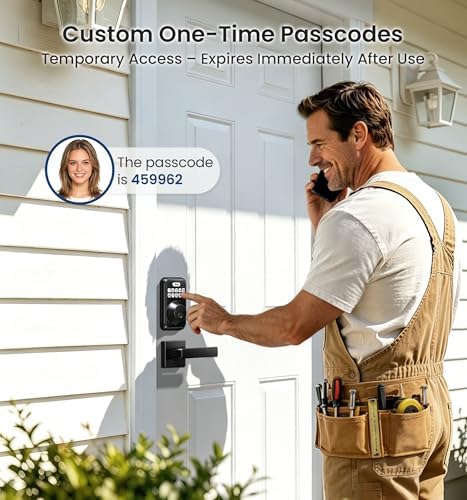 Veise DK01-B Keyless Entry Deadbolt Lock with Handle Set, Matte Black