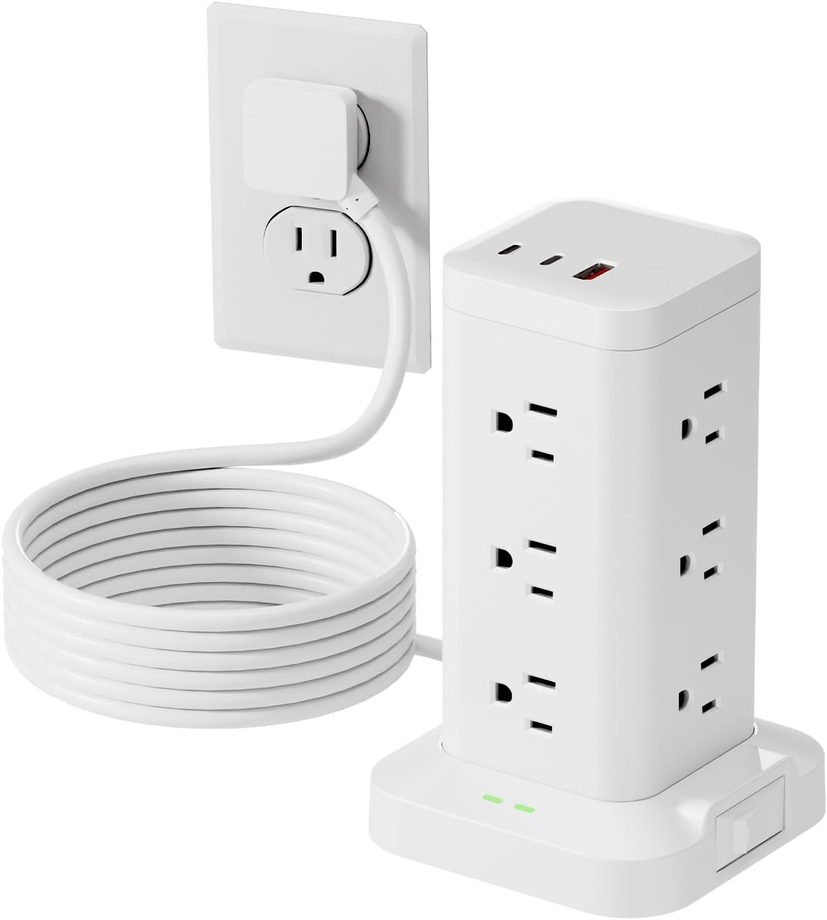 Power Strip Tower with Surge Protector 1800J, Fast Charging Tower PD20W USB-C