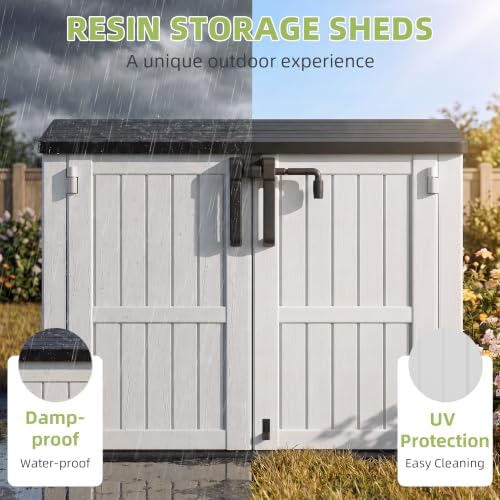 Bifanuo 36 Cu Ft Resin Outdoor Storage Shed, Horizontal Storage Cabinet