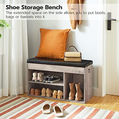 HOOBRO Shoe Storage Bench with Cushion, 32.3" Entryway Bench