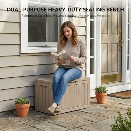 Outdoor Storage Box, 50 Gallon Waterproof Deck Box [Upgraded 3.0]